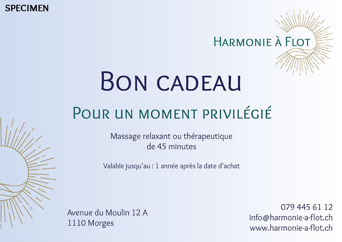 Bon cadeau pour un massage ou soin personnalisé